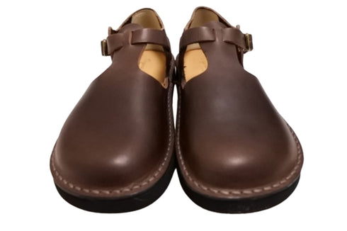 【Organic handloom GUNA ダークブラウン】メリージェーンタイプのストラップシューズ